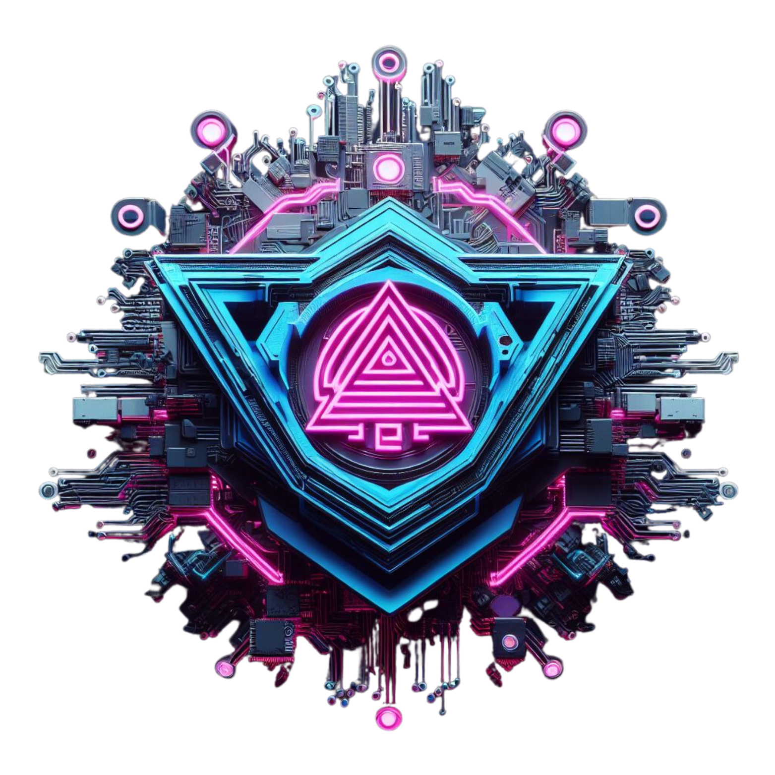 Neon quantum circuit emblem