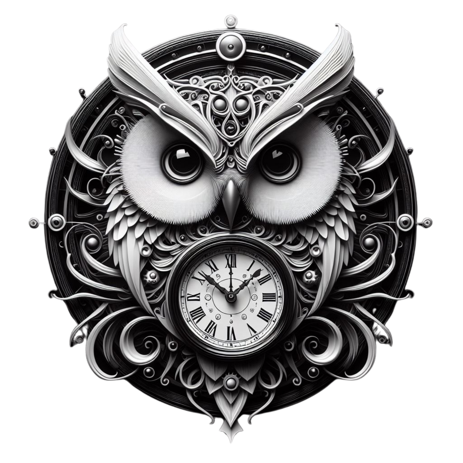 Time conglomerate owl clock emblem
